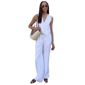 vest fashion long two Sleeveless casual pants piece set