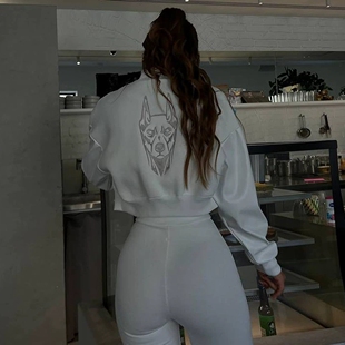 PU patchwork cardigan short embroidered jacket  女士外套夹克