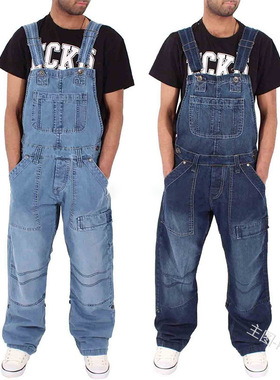 Work pants, men's denim overalls, fashion simple loose jeans