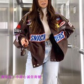 windbreaker Motorcycle jacket long sleeved printed casual