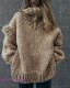women Knitted sleeved pullover necked long high sweater