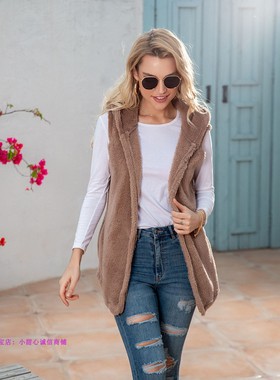 Women's big size 5xl 4xl 3xl 2xl hooded vest plush jacket