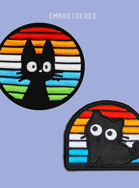 猫熊刺绣魔术贴自粘可水洗