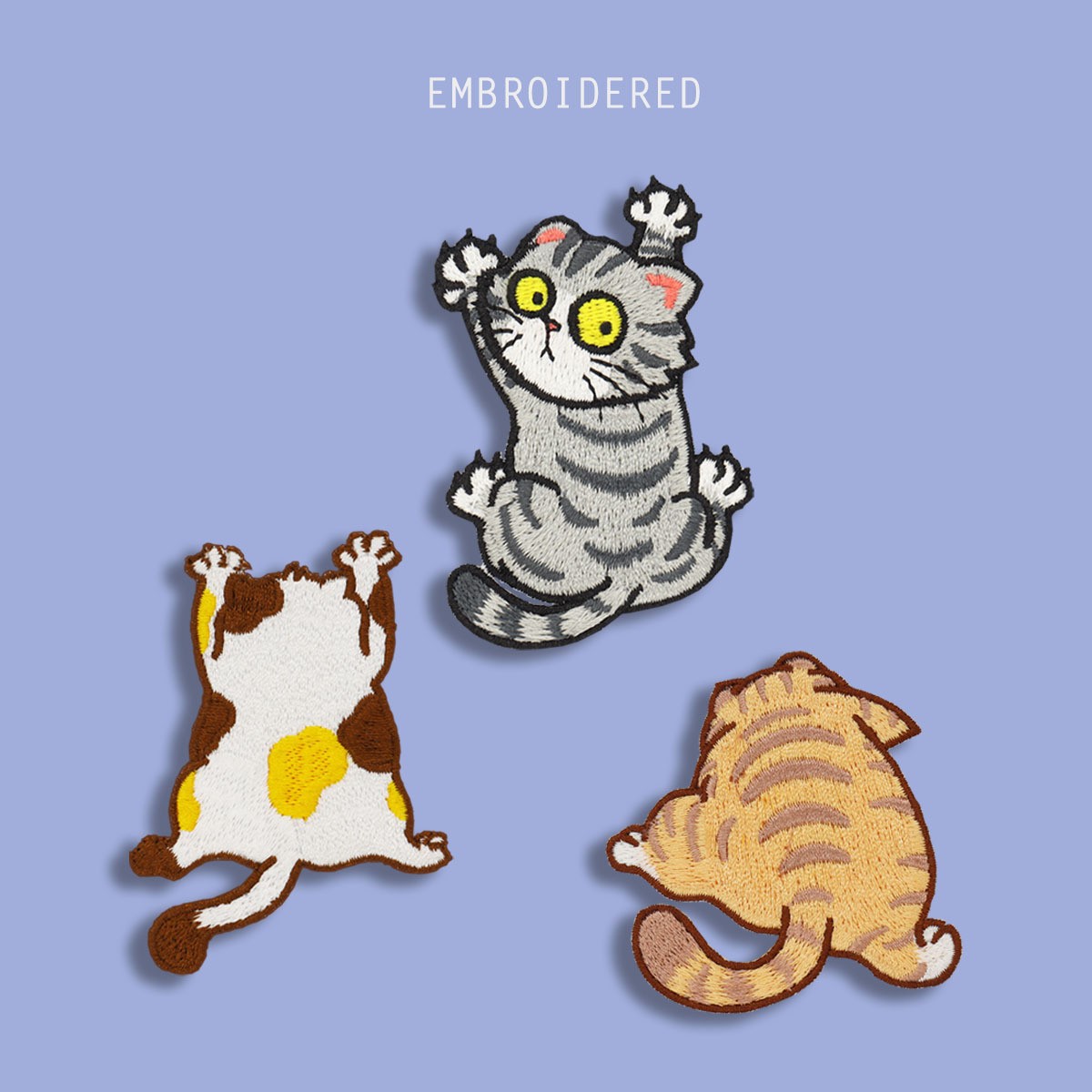 刺绣魔术贴衣服破洞遮挡创意猫个性搞笑书包手账本手机壳装饰布贴