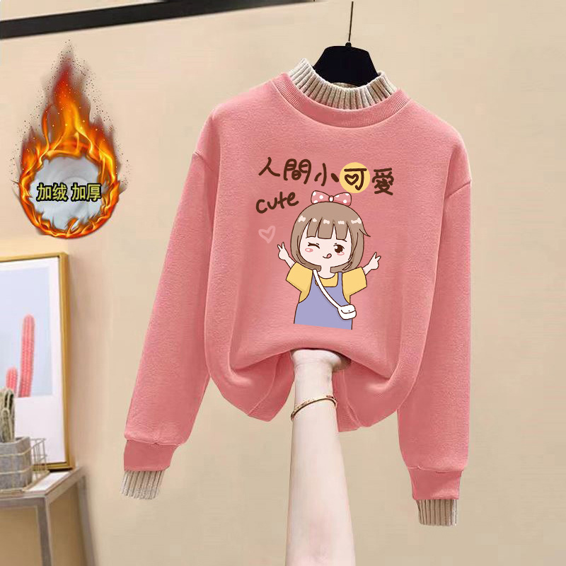 品牌折扣童装店尾货清仓秋冬纯棉女童卫衣加绒加厚宽松保暖打底衫