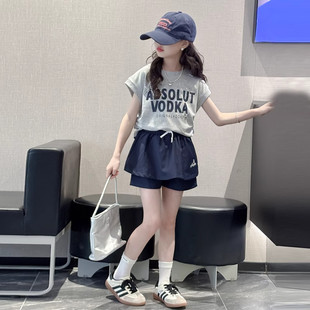 套装 夏季 2026新款 两件套 中大童女孩洋气短袖 T恤短裤 韩版 女童套装