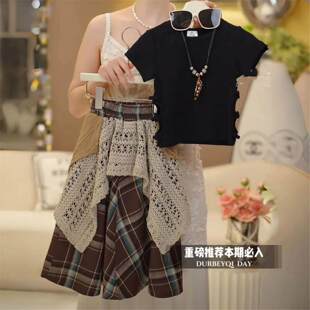 女童夏季网红森系套装裙子女大童洋气时髦夏装儿童不规则半身裙潮