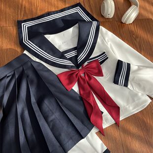 胖MM大码正统jk制服日系显白绀领三本水手服套装学院基础JK短裙女