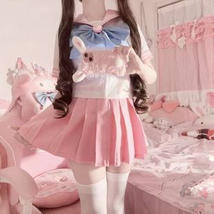 胖MM大码复刻bodyline粉色水手服美少女战士jk短袖日系学院套装夏