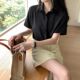 胖MM短袖 显瘦百搭衬衫 抗皱基础款 衬衣女薄款 女 学生酷酷 微胖大码