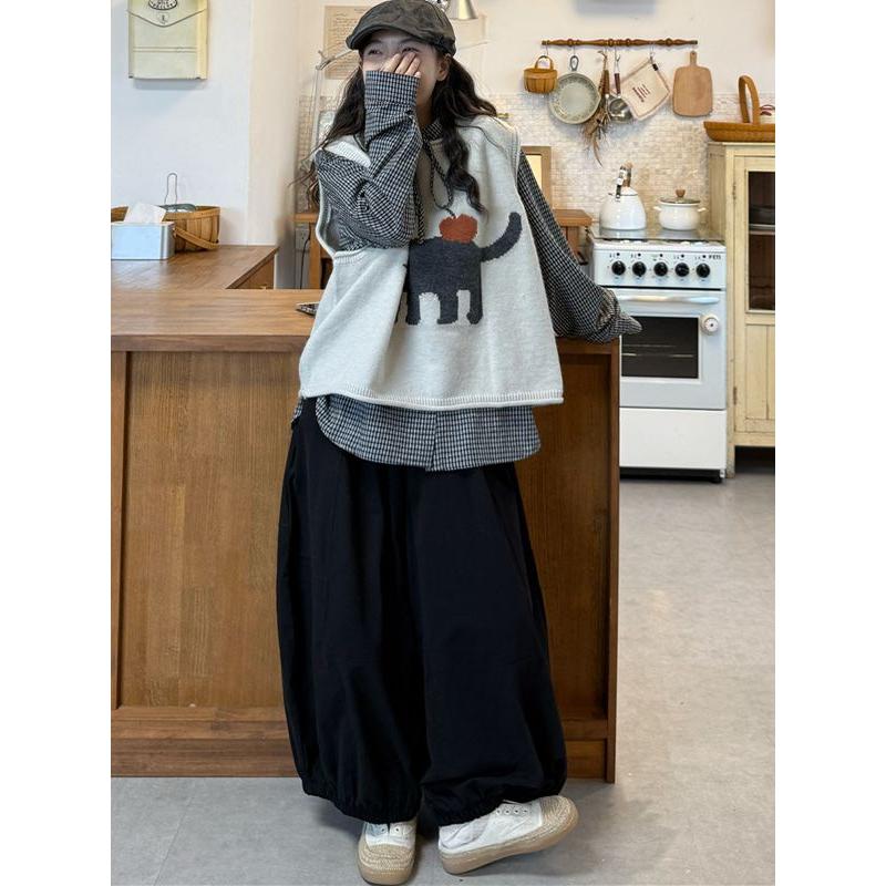 胖MM大码女装复古日系叠穿毛衣马甲韩版洋气拼接秋冬2025宽松新款