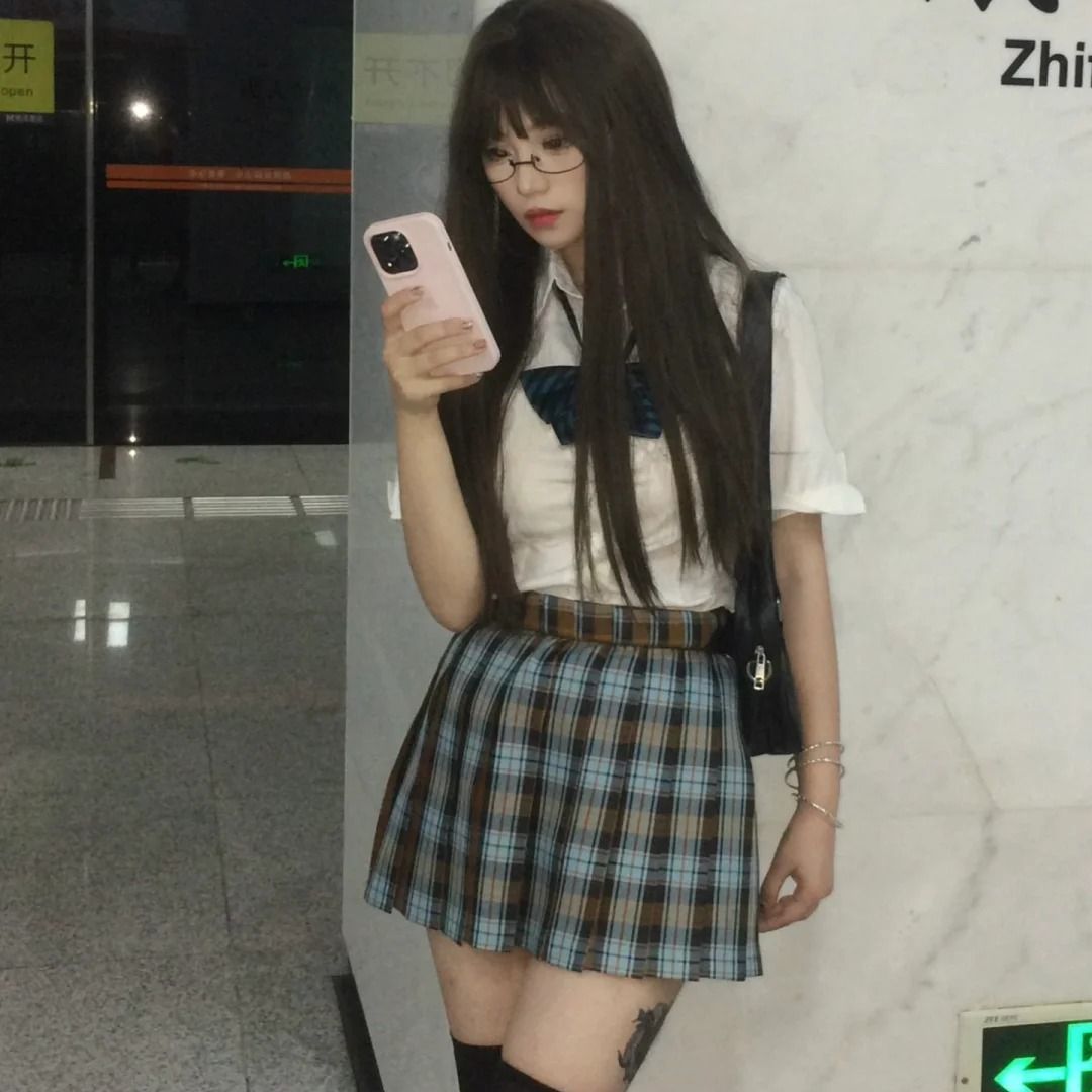 胖MM大码JK制服秋刀鱼热带鱼同格格裙校服校供短裙百褶裙衬衫套装