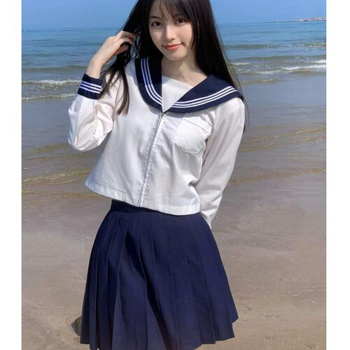 胖MM大码JK制服日系学院风绀三本长短袖衬衫夏季百搭JK短裙校供感