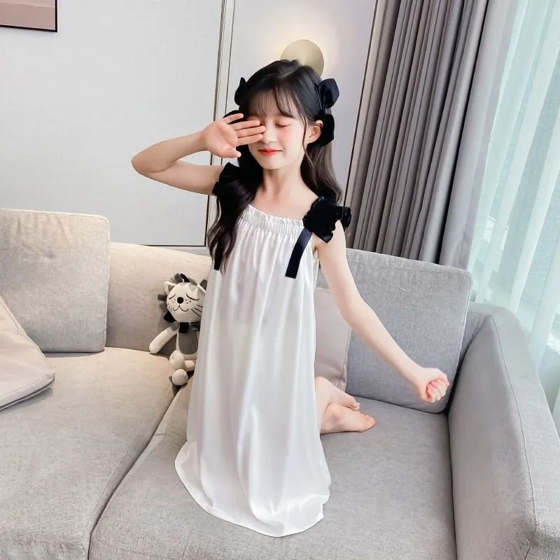 吊带女童睡裙夏季新款冰丝儿童睡裙中大童空调服外穿儿童睡衣裙子