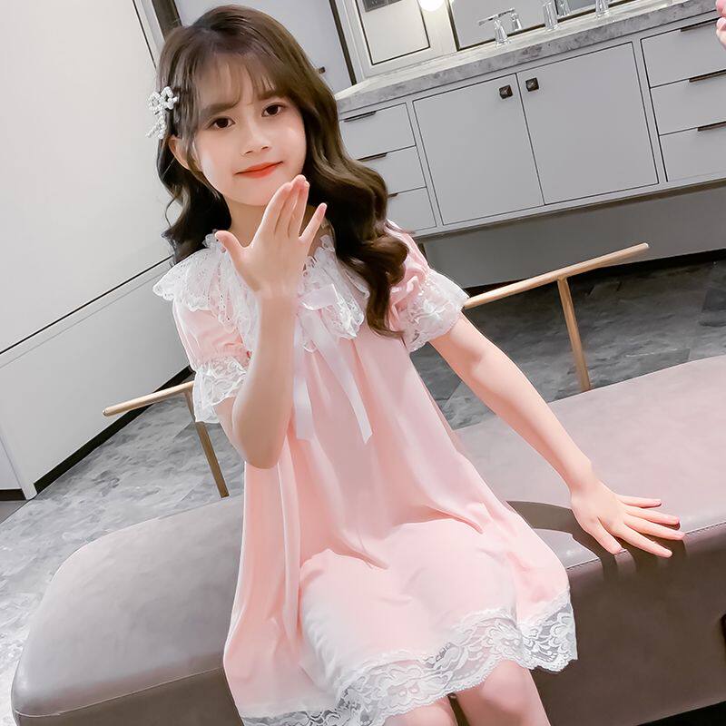 女孩睡裙夏季新款短袖女童睡裙套家居裙/睡裙