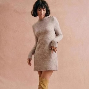 亏本清货法单纯原尾单马海毛羊毛混纺连衣裙保暖打底裙秋冬立领