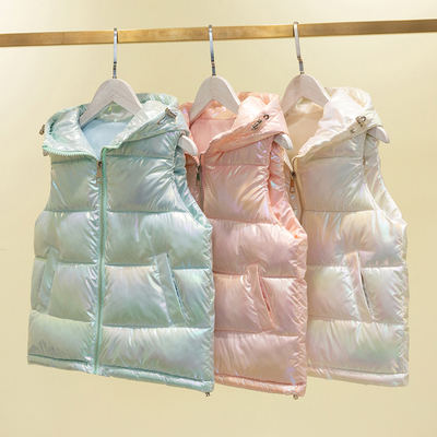 秋冬季男女童炫彩羽绒棉马甲休闲