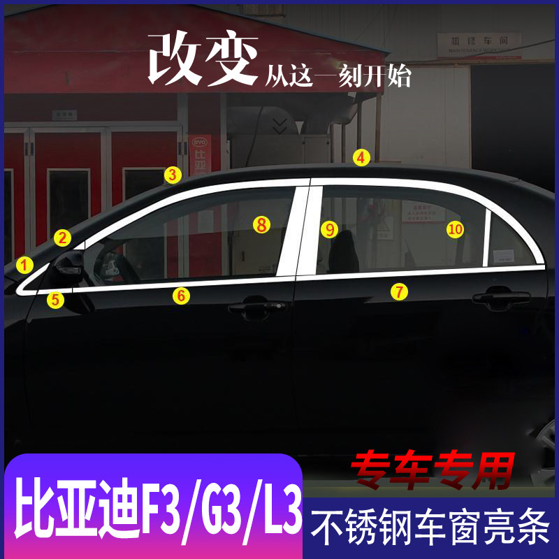 适用于比亚迪F3 L3 G3不锈钢车窗亮条车身门窗加装改装装饰贴亮片