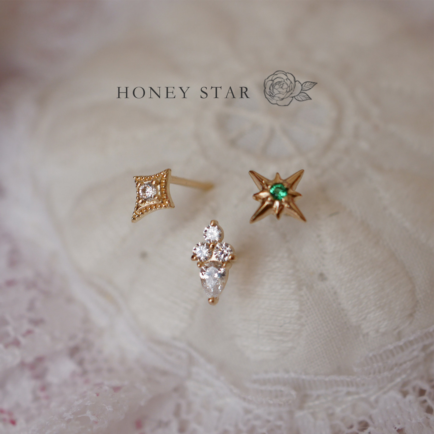 HONEY.10k金幸运星耳钉 日系精致mini星星单只叠戴百搭通勤小耳饰