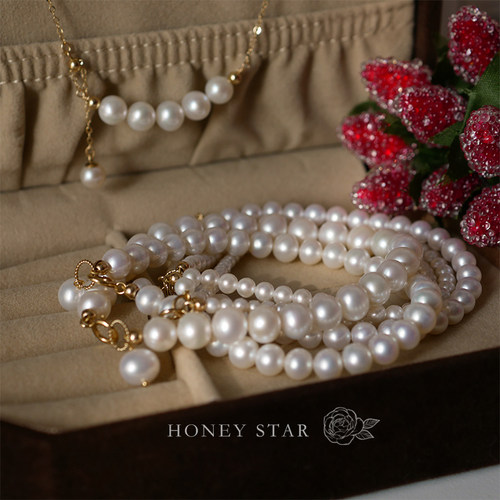 HONEY.法式珍珠手链 美国14k包金手作天然淡水珍珠轻奢气质手链女