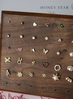 HONEY.纯金单只！！10k14k金mini金珠单钻爱心蝴蝶通勤不对称耳钉