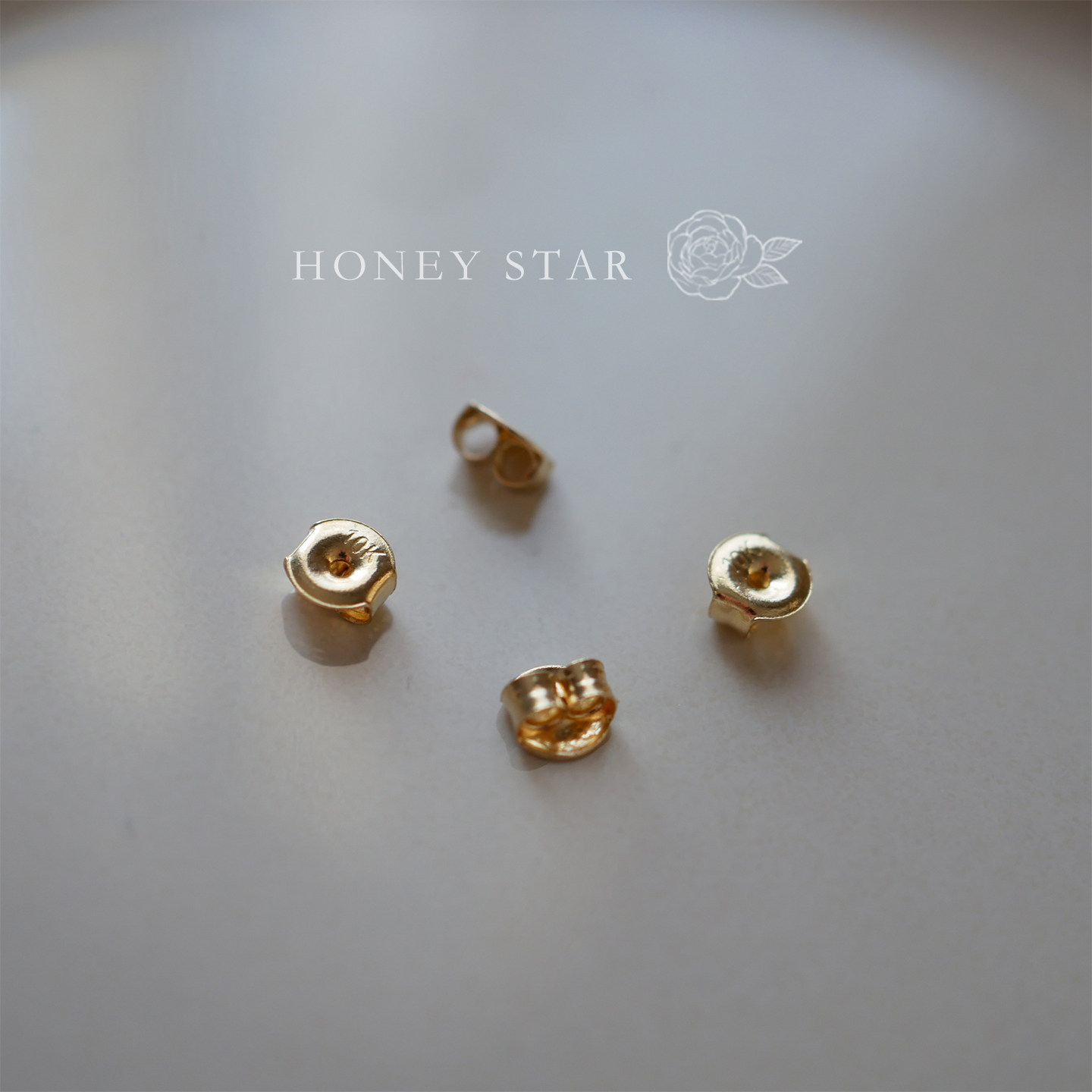 HONEY.10k金耳堵 【不单拍】纯金mini耳钉堵头仅适用本店k金耳钉