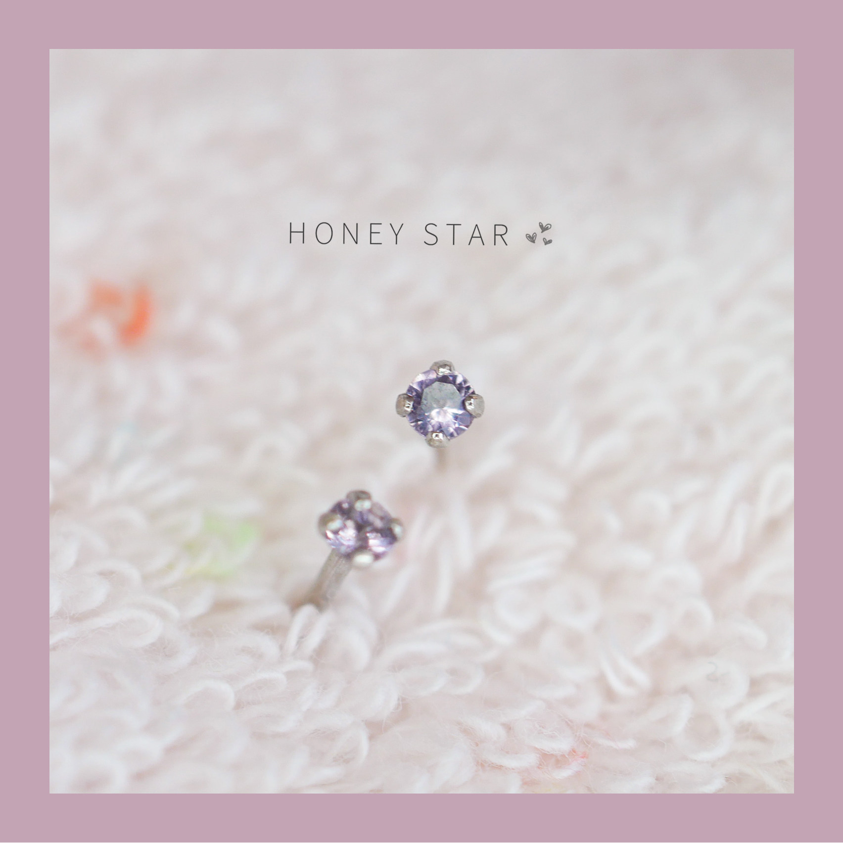 honey.会隐形的小透明 925纯银紫色小钻迷你简约精致少女心耳钉