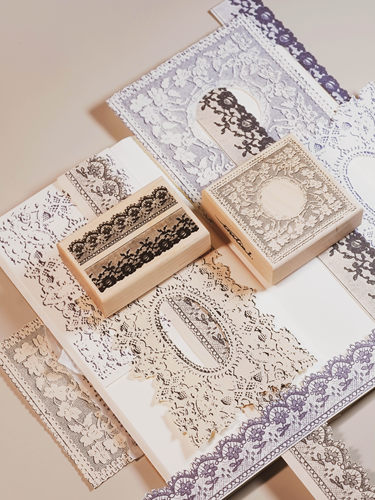 【迷蒙】in1制物原创手帐印章 复古蕾丝花纹造景diy打底枫木章