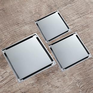 YJB可插入瓷砖方形10x10/12x12/15x15cm浴室隐藏式镀铬铜防臭地漏