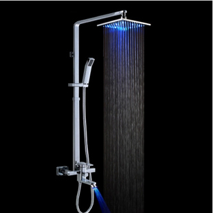 YJB全铜洗浴喷头led花洒灯明装套装新居简易冷热龙头混水阀淋浴器