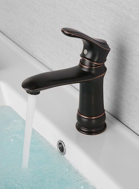 广东厂家全铜面盆水龙头ORB黑色单孔冷热台下盆洗手洗脸盆水龙头