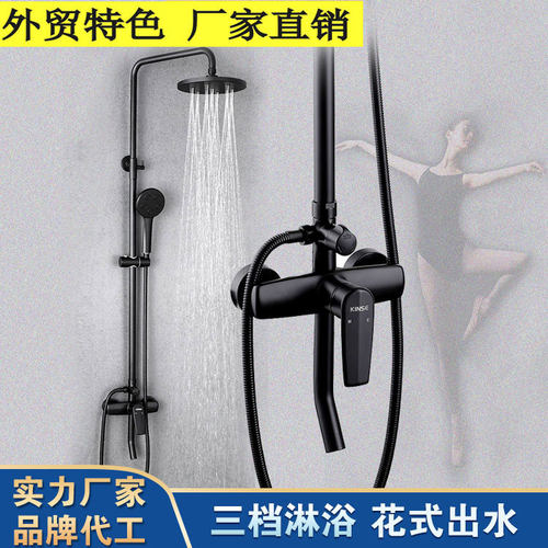 洗浴全铜黑色花洒水龙头