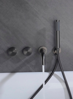枪灰色金色冷热横式双把手暗装淋浴枪灰花洒入墙式浴缸龙头酒店用