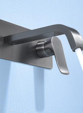 枪灰色暗装面盆龙头拉丝金嵌入式洗手盆冷热暗藏式入墙洗脸水龙头