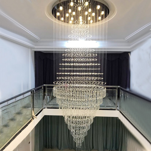 别墅楼梯吊灯复式楼轻奢水晶灯