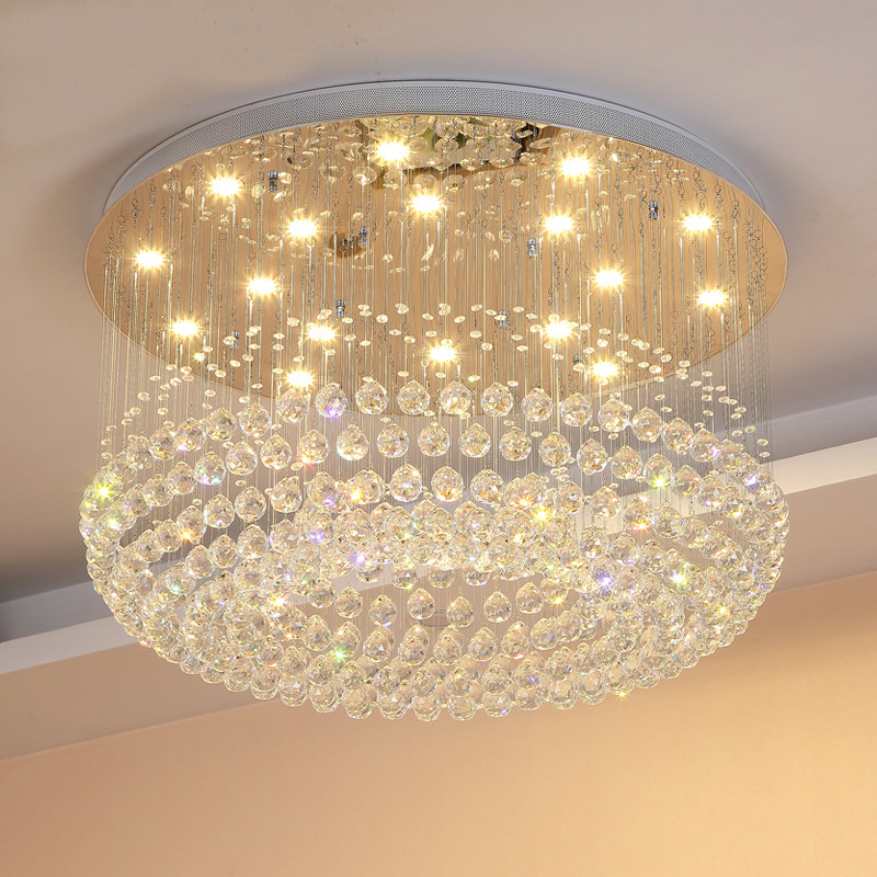 客厅水晶吊灯简约大厅圆形水晶灯led吸顶灯卧室餐厅灯具大气变色