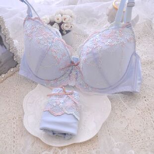 日单甜美胖MM大码可爱蝴蝶结文胸套装85C85E90B90E95B95C95D100B