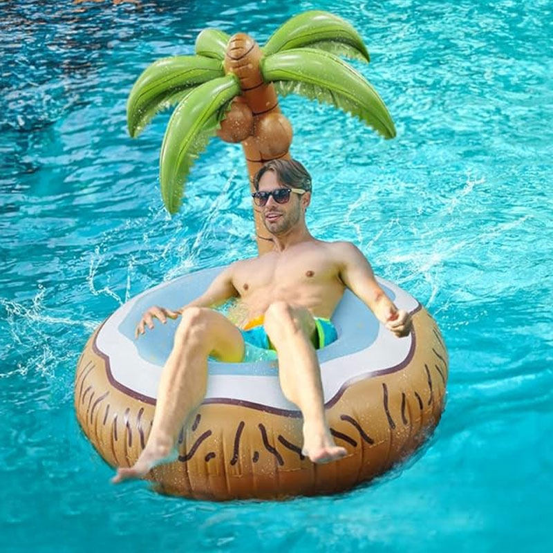 椰子树充气水上玩具游泳圈成人加厚坐圈靠背躺椅浮圈泳池漂浮玩具