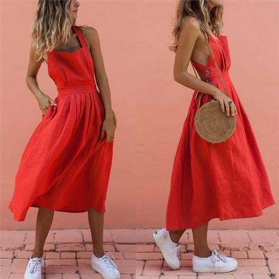 Women Summer Boho Long Maxi Dress Sexy Backless Beachwear