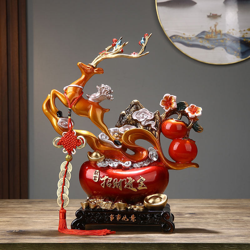 创意招财鹿摆件轻奢高档客厅家居电视柜酒柜装饰新年乔迁新居礼品