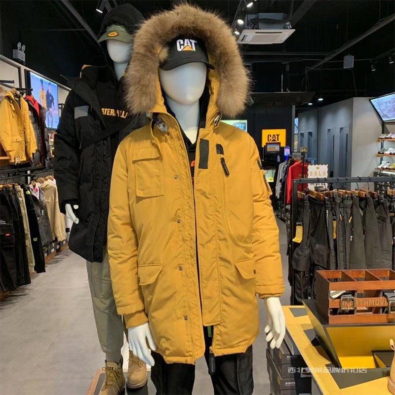 CAT卡特彼勒男羽绒服中长款白鸭绒连帽休闲外穿多口袋冬季保暖,男装,羽绒服,淘宝优惠券,粉丝福利购,淘宝优惠卷