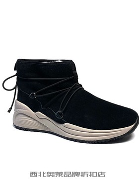 Hush Puppies暇步士女靴牛反绒真皮短靴加绒加厚雪地靴冬保暖休闲