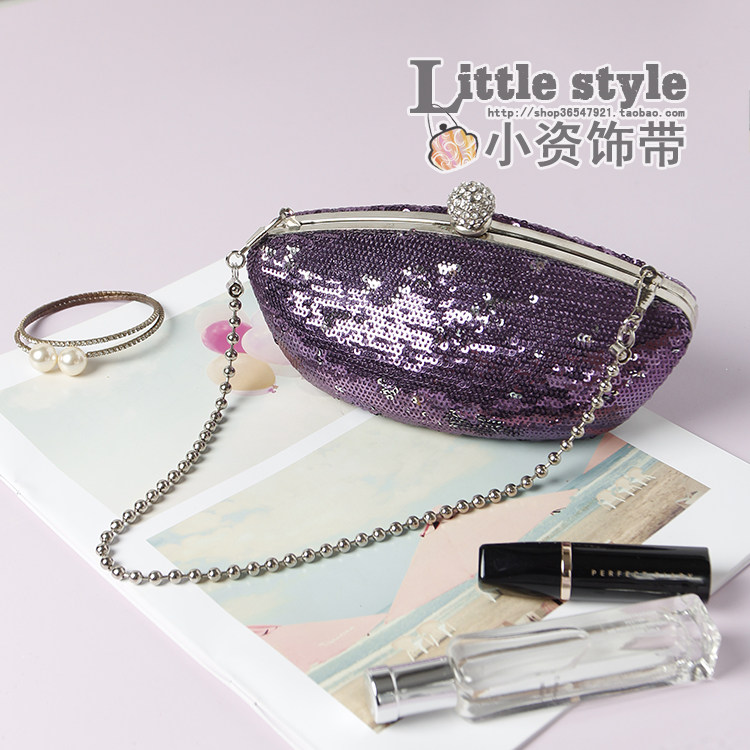 双面变色鱼鳞手拿迷你小挎包亮片珠绣手拎水饺包道具包