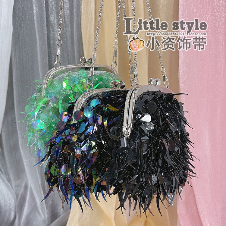 微瑕夏季新品 闪闪公主手拎包 夜宴晚装小提包 珠绣亮片手包