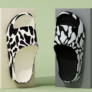 奶牛斑纹印花凉拖鞋女夏季情侣居家外穿时尚中大儿童亲子一家三口