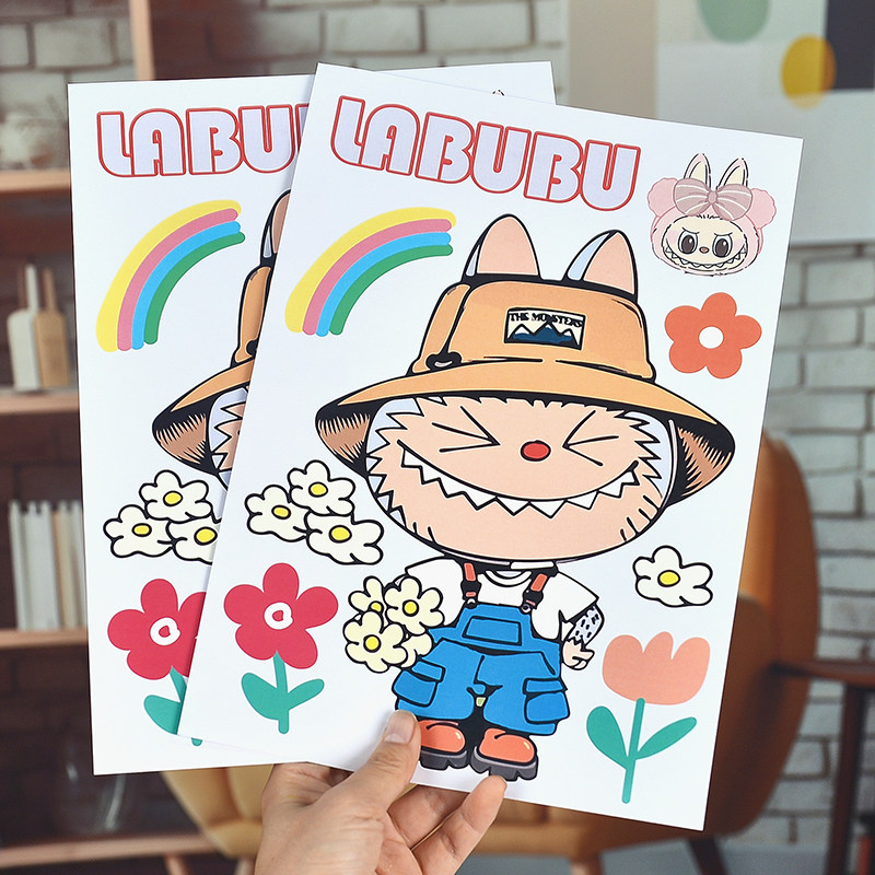 LABUBU贴纸防水不留胶旅行箱笔记本行李箱摩托车改造专用装饰贴纸