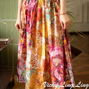 特惠 LIBERTY复古大丽花半身裙夏新款