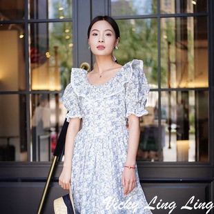 LIBERTY蓝玫瑰法式 上新9折 连衣裙夏新款