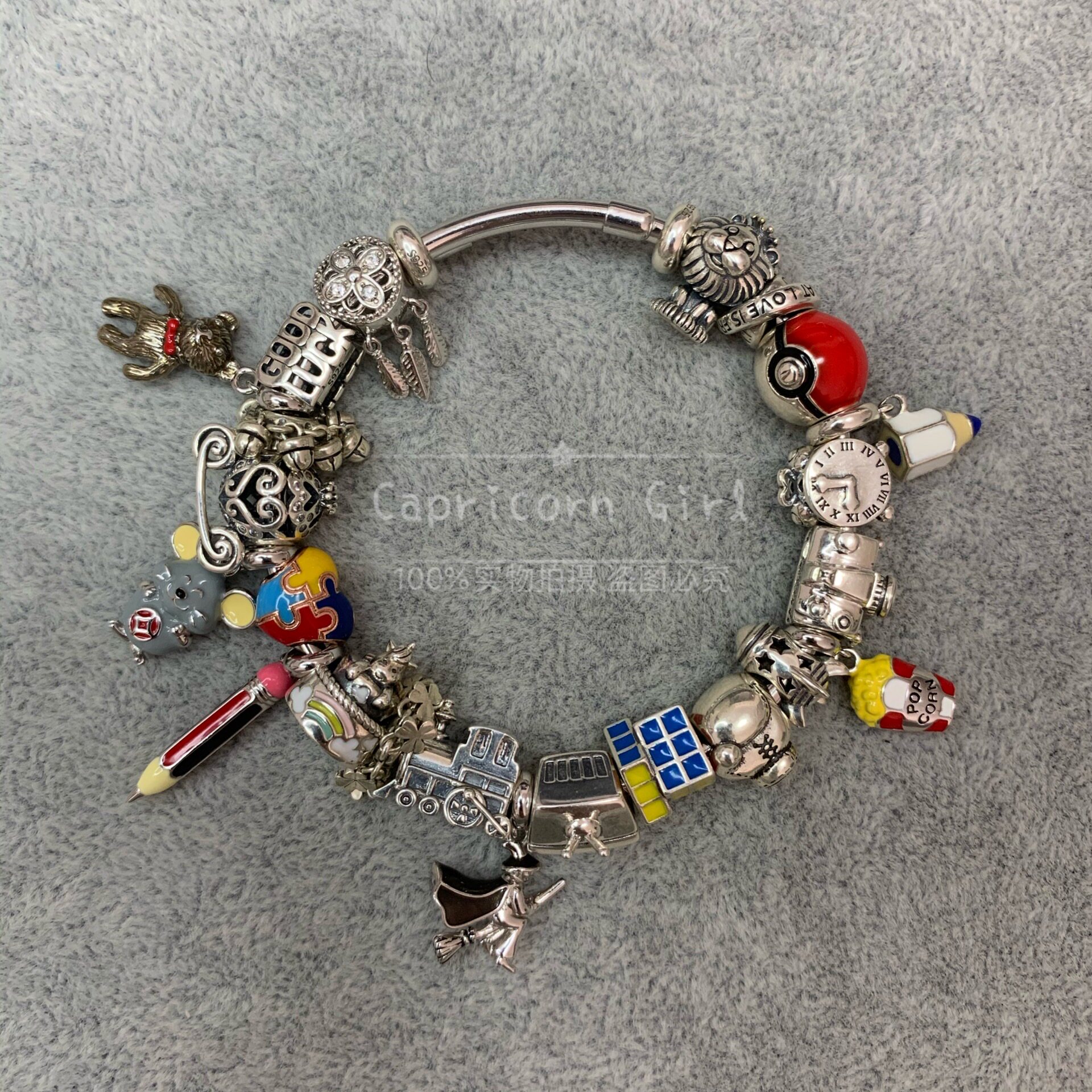 diy童趣风魔方手链银珠