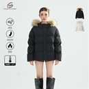 STN连帽三防短款 带毛领外套面包服女 羽绒服90白鸭绒轻盈保暖冬季